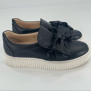 Angeli Fashion Braid Bow Leather Platform Sneakers